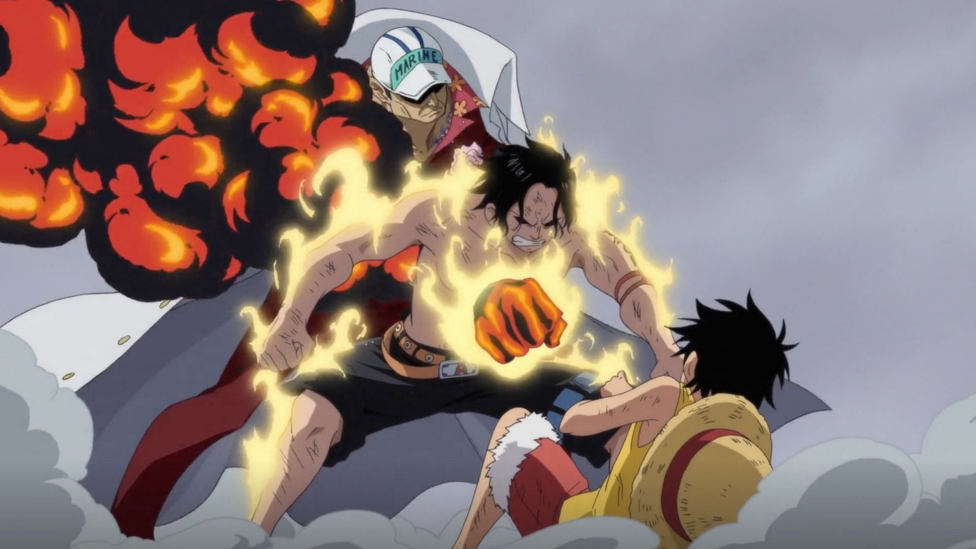 Akainu kills Ace in episode 483 (Image via Toei Animation)